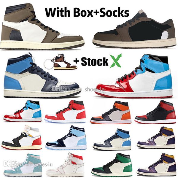 

1 high og travis scotts mens basketball shoes unc spiderman 1s 3 banned bred toe chicago royal blue men sport designer sneakers trainers