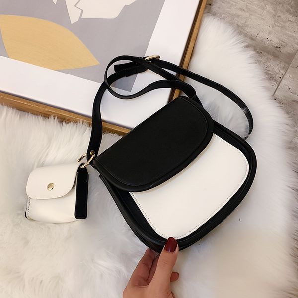 

contrasting color stitching women's bag single shoulder bag crossbody two bags as a set