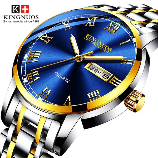 

men sports waterproof date analogue stainless steel wrist watches chronograph business quartz watches relogio masculino, Slivery;brown