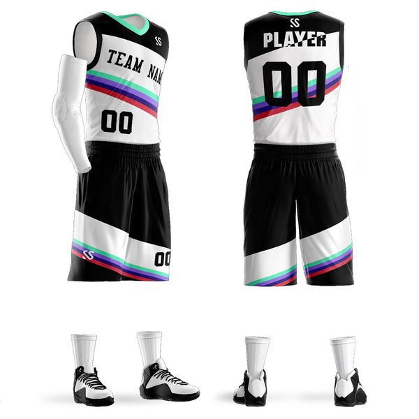 

personalized your own basketball jersey sports shirt printed custom team name number logo for men youth, Black