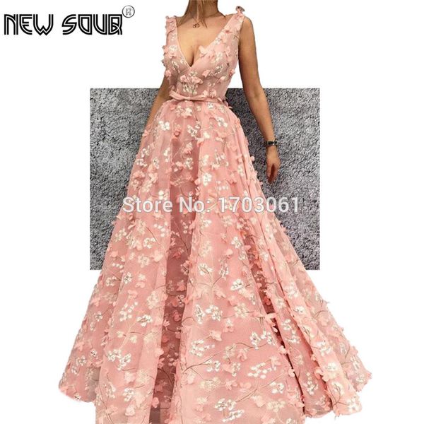 

pink flower formal evening dresses new 2019 arabic couture prom dress sleeveless muslim turkish party gowns kaftan dubai vestido, White;black