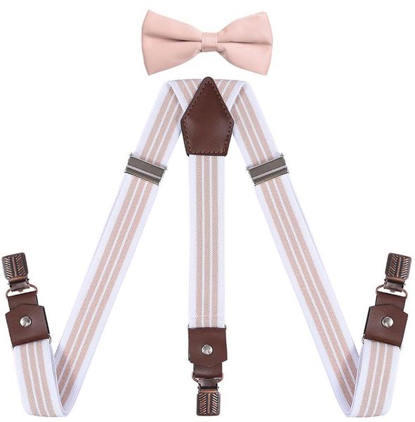 

deobox toddler suspenders with bow tie set y-back design adjustable, Black