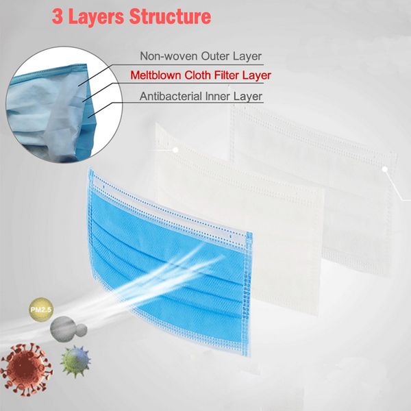

10шт одноразовые защитные маски 3 слоя пылезащитный лицевой защитный чехол маски мальдегид предотвратить бактерии антивирусные маски