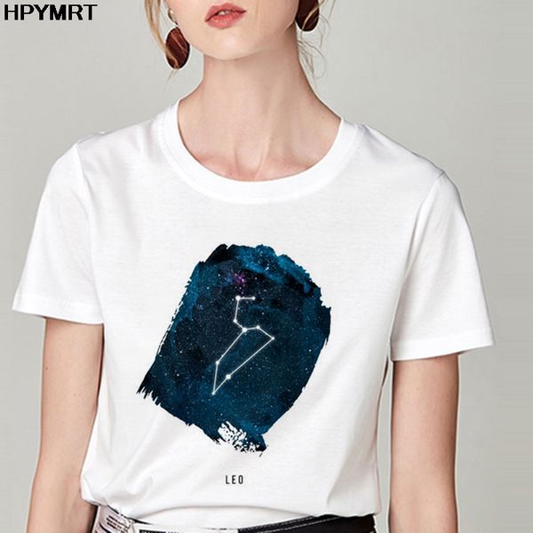 

t shirt women 12 constellations printed t-shirt harajuku aesthetics t-shirt female starry sky white t shirt women's clothes