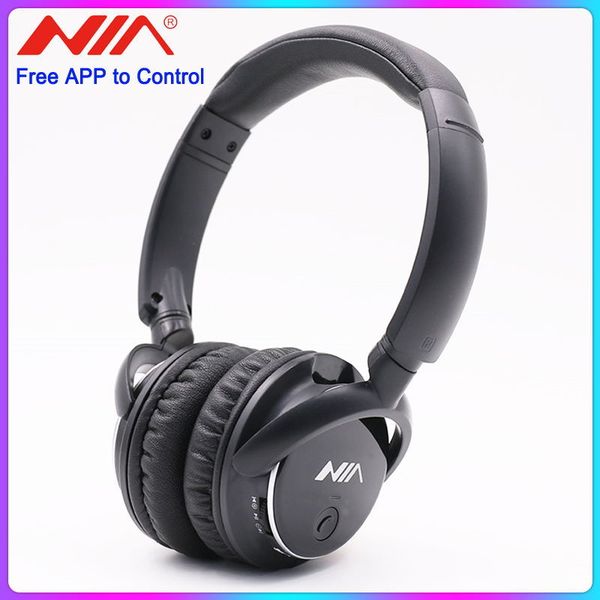 

original nia q8 wireless bluetooth headphone foldable stereo headsets with mic sport earphone support tf card fm radio app