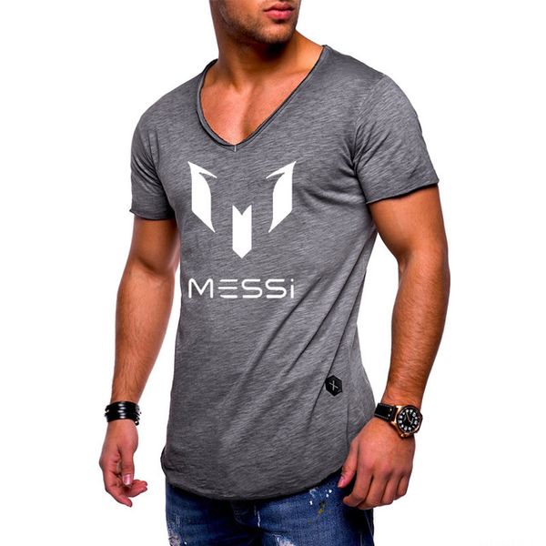 

new 2020 summer men's short sleeve for messi printed short sleeve casual fashion cotton slim fit v-neck t-shirt men