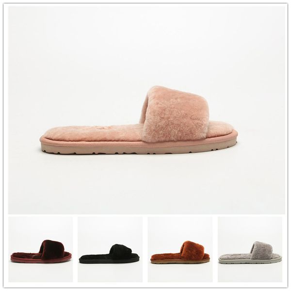

2020 australia wool slippers winter indoor fur slides women flip flops eva original outsole soft slipper pantoufle fashion designer slippers, White;red