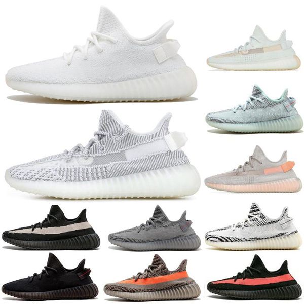 

wholesale kanye west v2 men desinger triple running shoes women trainers blue frozen yellow cream zebra bred sports zapatos sneakers size12