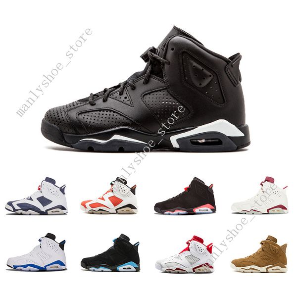 

2018 6 6s men unc angry bull black cat gatorade alternate wheat sport blue basketball shoes sports sneaker size eur 41-47, White;red