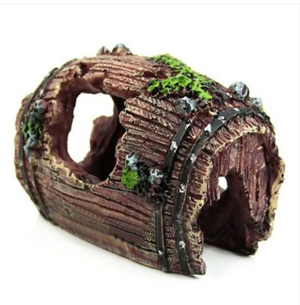 

wholesales 2019 aquarium fish tank decor resin artificial broken barrel cave ornament landscaping decoration cask