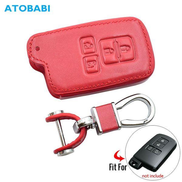

red leather car key case for noah voxy sienta alphard 4 buttons keyless remote smart key protector keychain cover jacket