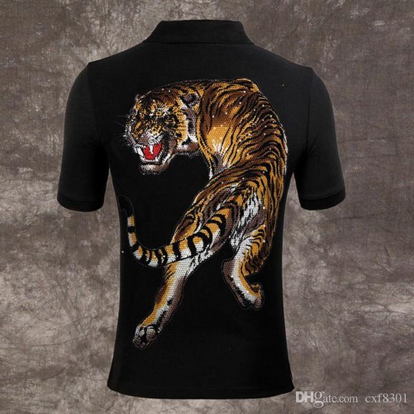 

tiger polo shirts men fashion designer brand clothing short sleeve calssic skull luxury t-shirt business casual tee m-3xl