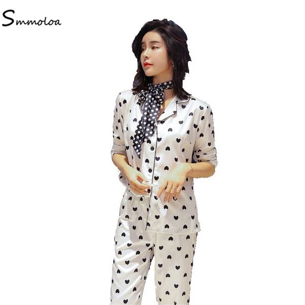 

smmoloa 2019 new design silk pajamas women pijama, Blue;gray