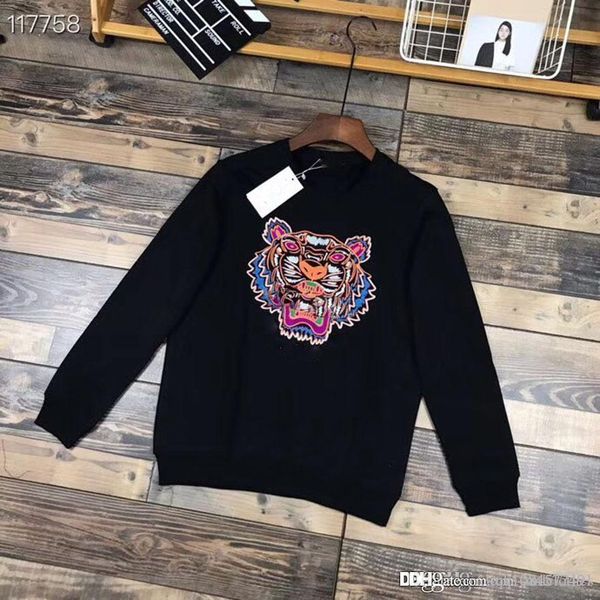 

19ss hoodie hip hop tiger head embroidery casual wild men black white mens designer hoodies men women sweatshirts size -3xl