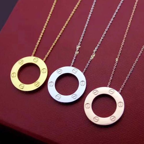 

Round circle cartie necklace women luxury jewelry tainle teel chain pendant brand de igner necklace collier bijoux femme crew