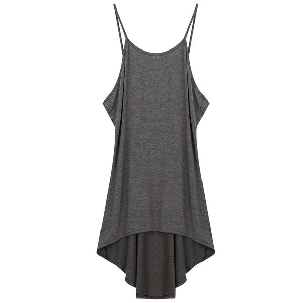 

summer sleeveless beach cotton blend spaghetti strap solid fashion irregular casual mini backless loose women dress, Blue;gray