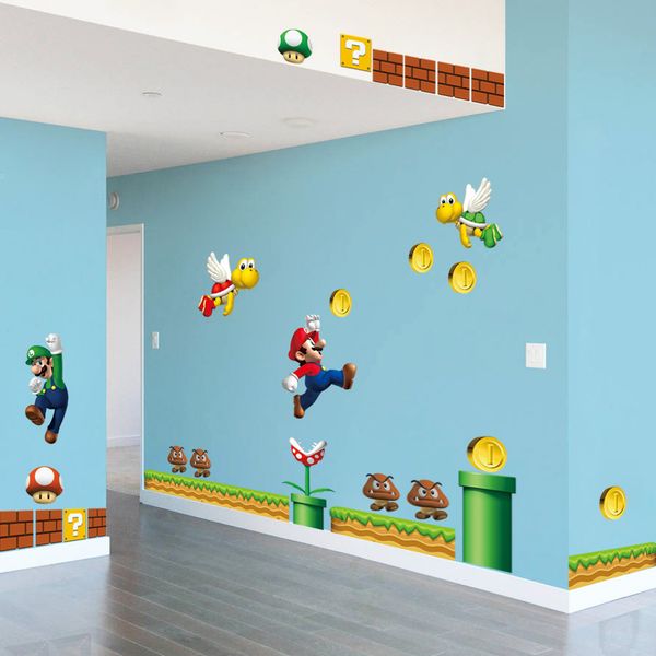 

141x106cm cartoon wall sticker home decor large size super mario removable waterproof window sticker giant big