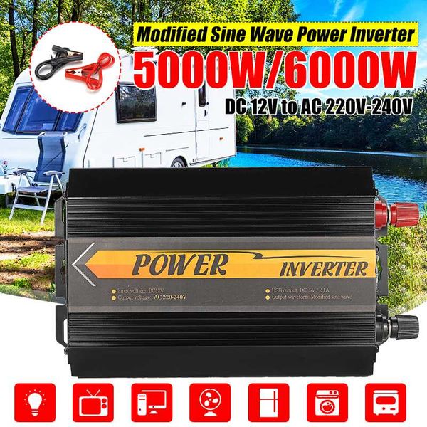 

5000w/6000w peaks inverter 12v 220v usb auto modified sine wave voltage transformer solar power inverter converter car charge