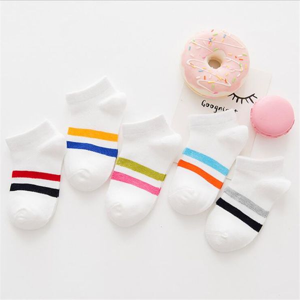 

5pairs/set children sports socks spring summer cotton kids socks for girls breathable knitted socks for children, Pink;yellow