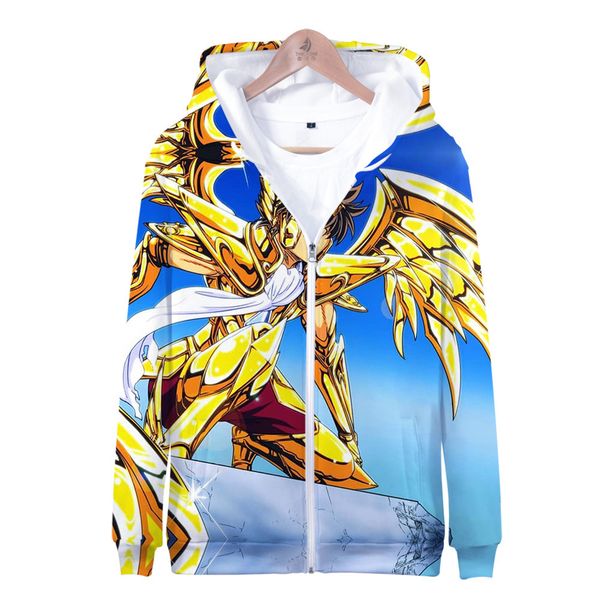 

fighter shirt holy 2019 seiya 3d printing even cap zipper sweater men and women autumn t shirts, Black