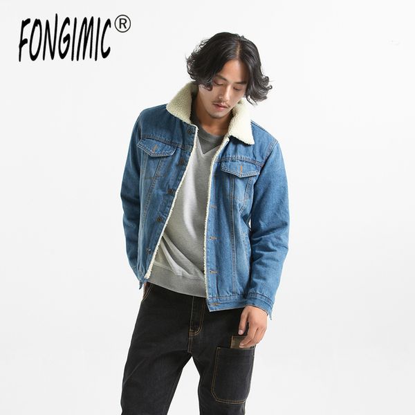 

winter fashion plushed thickened thermal cotton clothes retro lamb wool jeans jacket for young men hip-hop couple jacket, Black