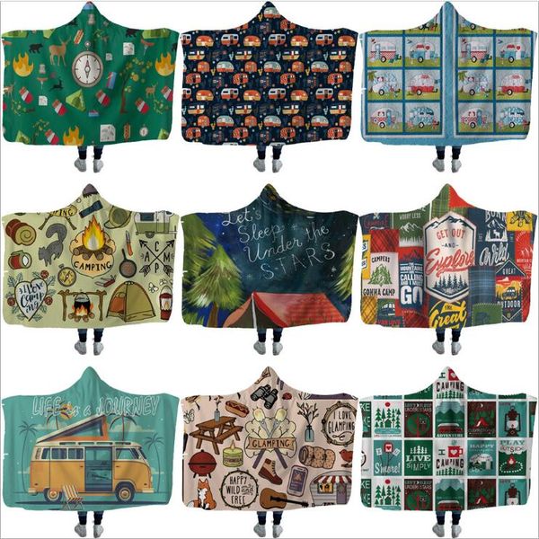 Kapuzendecken Camper Picknick Mantel Kids Camping Decke Decke Sherpa Fleece Cape Nationalflagge Wrap Mantel Swaddling Badehandtücher B5877