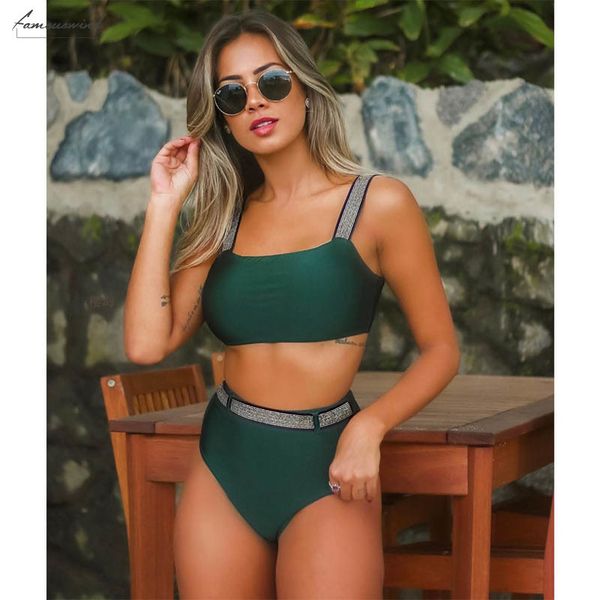 

2020 push up bikini set separate high waist swimsuit female swimwear women bathing suit strap bikinis crop beach wear, White;black