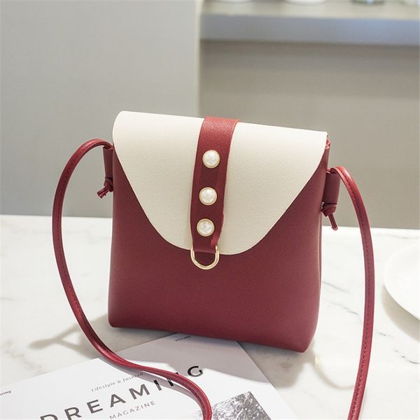 

women's pearl shoulder bag ladies' crossbody panellde contrast magnetic buckle small fashion casual phone change card package