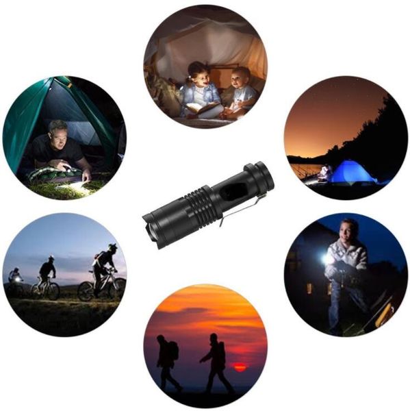 mini torcia portatile Q5 3 modalità regolabile in alluminio impermeabile Torce telescopiche a LED 300LM Illuminazione per esterni lanterna sk68 torcia