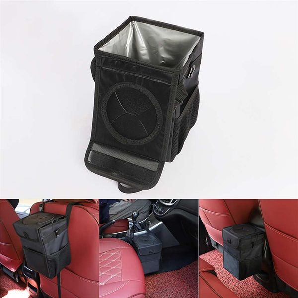 

kongyide car trash portable car accessories organizer oxford cloth trash can with lid and storage pocket bote de basura je30