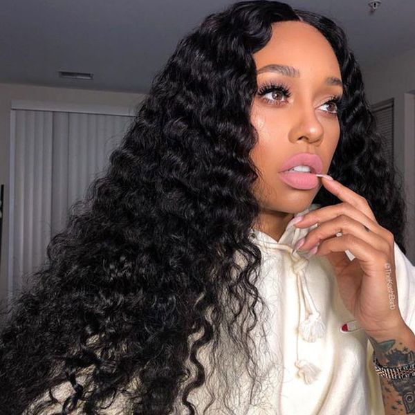 

360 full lace human hair wigs deep wave curly peruvian wigs full lace for black women wholesale deep curly human hair wig, Black;brown