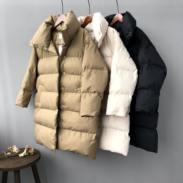 

mooirue 2019 winter harajuku streetwear overcoat long coat woman love long down cotton 3/4 sleeve new bodycon cotton parka y190926, Black;white
