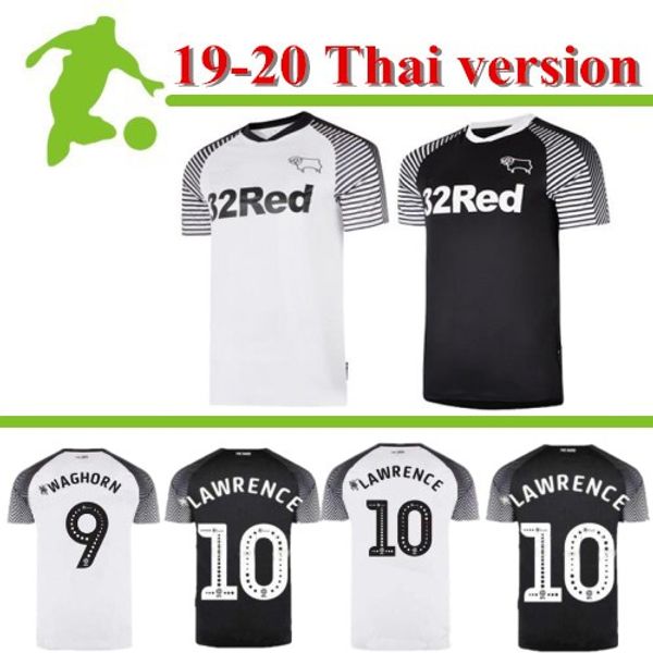 

2019 2020 derby county football club soccer jerseys 2019 2020 home white wisdom waghorn martin soccer shirt hamer rooney football uniform, Black;yellow