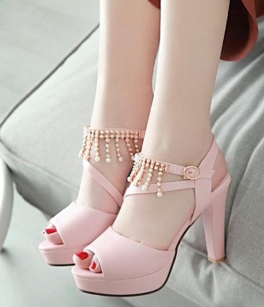 

2019 women's sandals in summer with new style high heel coarse heel waterproof table @163, Black