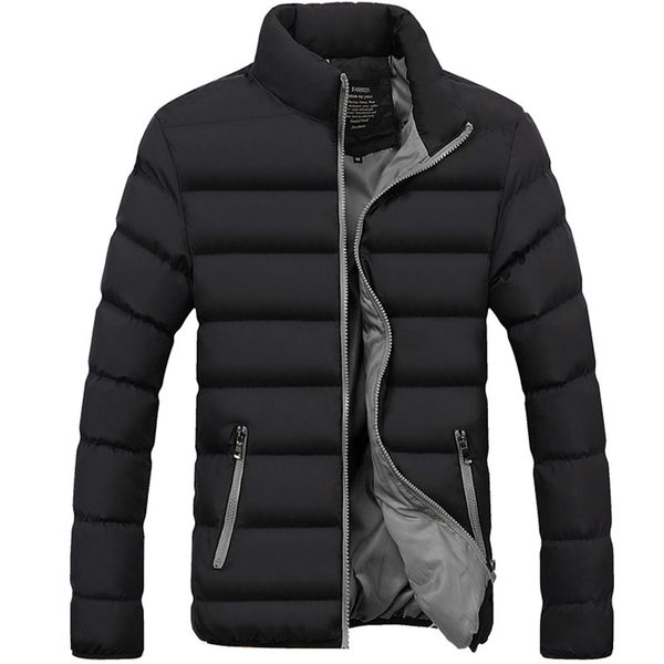 

new men's windbreakers solid winter jacket men casual parkas men thermal coats slim fit thick warm men's coat brand clothing 4xl, Black