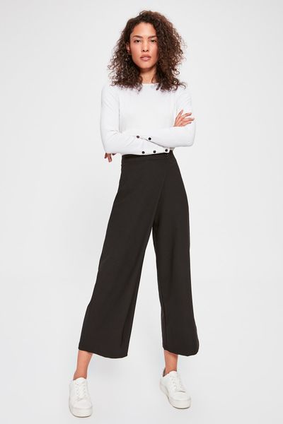

trendyol black belt detail pants twoaw20pl0461, Black;white