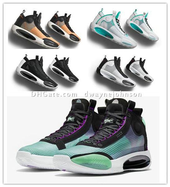 

jumpman xxxiv 34 blue void basketball shoes 34s zoom eclipse bred amber rise green glow metallic silver mens sports sneakers size 40-46 dway, Black