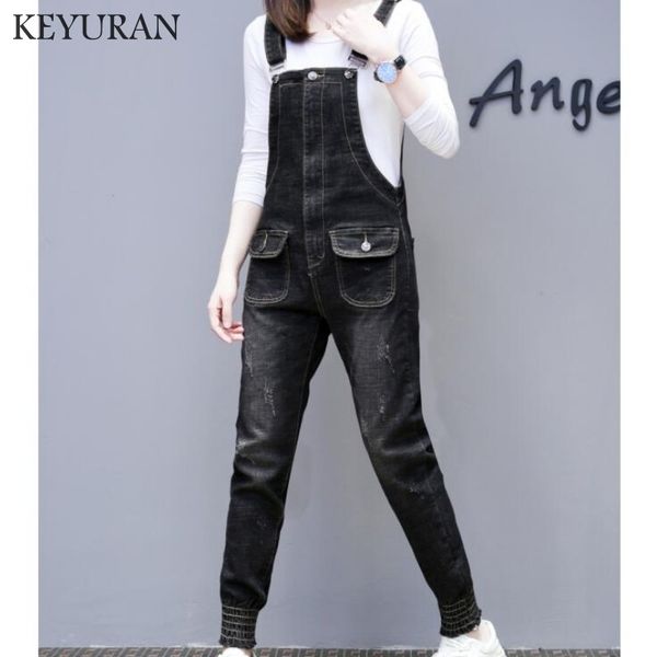 

new black autumn women embroidered bodysuit women boyfriend ripped denim jumpsuits female body female jumpsuit mujer overalls, Black;white