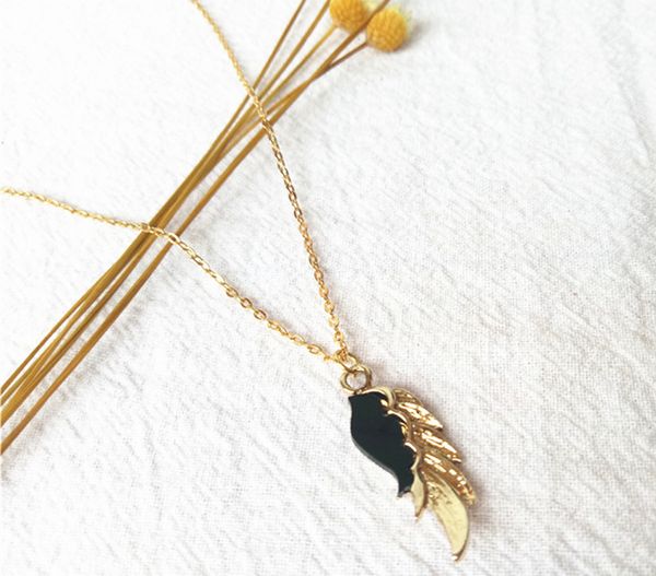 

cecmic black and golden angel wing fashion jewelry necklace jewellery with gold chains 2019 latest new designs, Silver