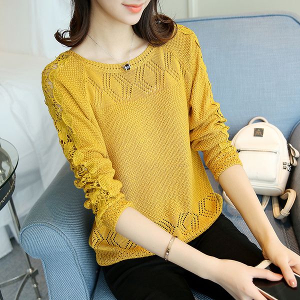 

woman sweaters designer sweater women fashion spring autumn pullovers slim ladys knitted sweaters lace style womens hollow out pullovers, White;black