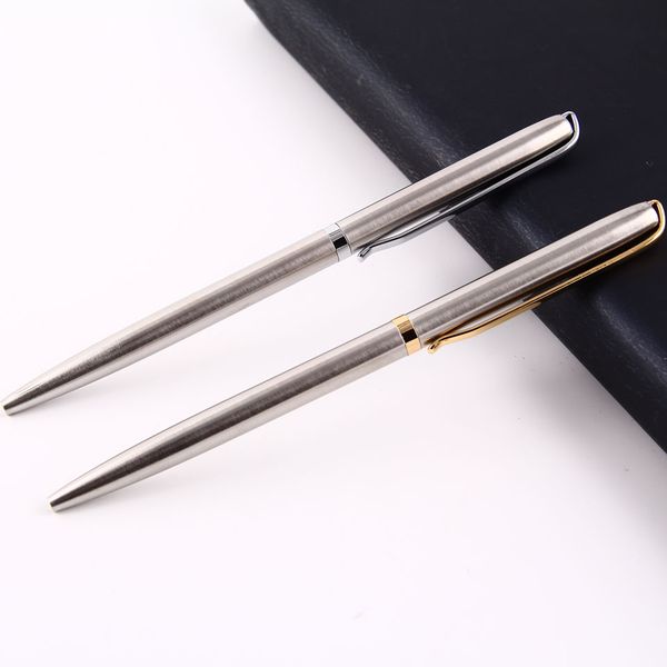 

stain steel logo engrave thin metal ballpoint pen blue black luxury custom advertising ball pen for school gift student stationery office, Blue;orange