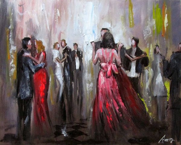 

100%hand-painted oil painting party cityscape art oil painting on canvas wall home decor wall art picture