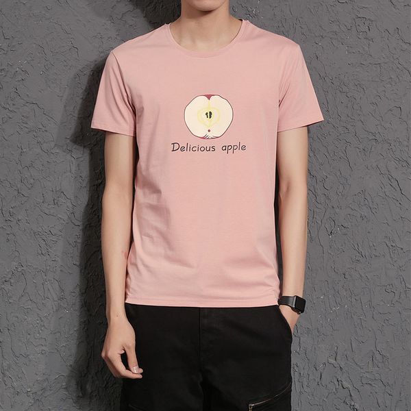 

summer male t-shirt fruit printing men's t-shirts large sizes o-neck comfortable man's short-sleeved t-shirt, White;black