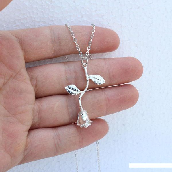 

van2 для ким нежная роза ожерелье подвески цветок лучшие друзья винтаж шарм симпатичные женщины ожерелье ювелирных изделий q190416, Silver