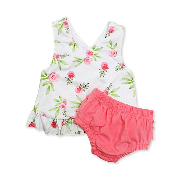 

2019 cute newborn baby girl princess sets summer floral vest dress+ruffles tutu shorts 2pcs outfits summerbaby girl clothing, White