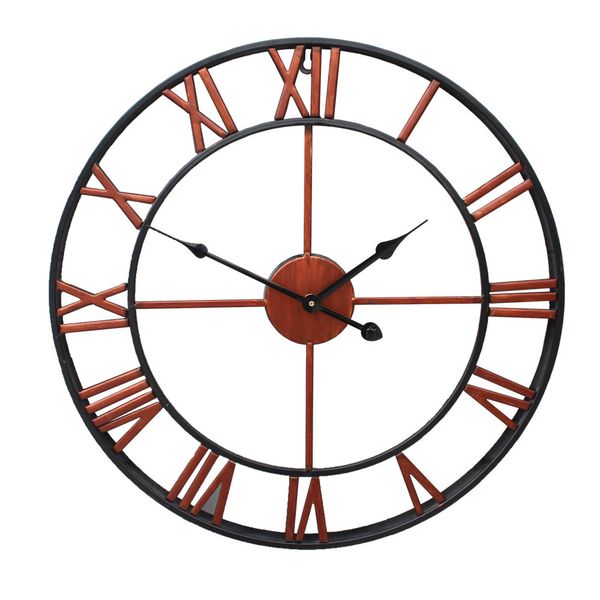 

retro living room wrought iron wall clock nordic decorative clock round roman mute 40cm 50cm round wall