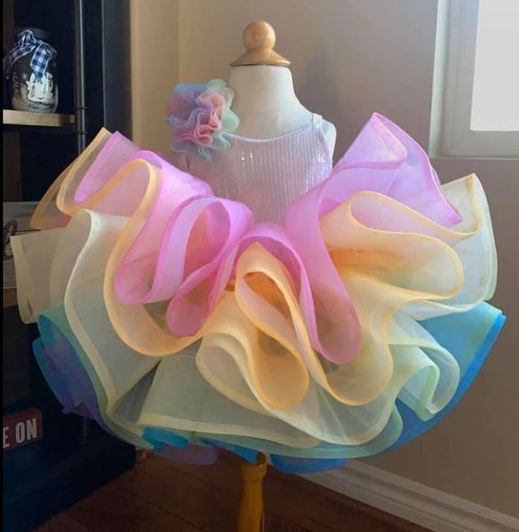 

pretty raibow flower tutu girls pageant dresses puffy tiered tulle flower girl dresses baby kids birthday, Red;yellow