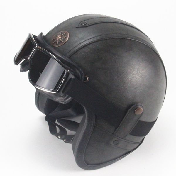 

новое прибытие кожа pu каски 3/4 мотоцикл чоппер велосипед шлет открытое лицо шлет старинные мотоциклы с выпученными масками