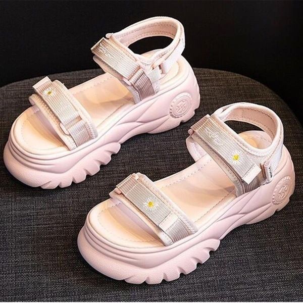 

summer women's platform sandals fashion hook & loop ladies slippers summer breathable beach sandals women casual shoes b048, Black
