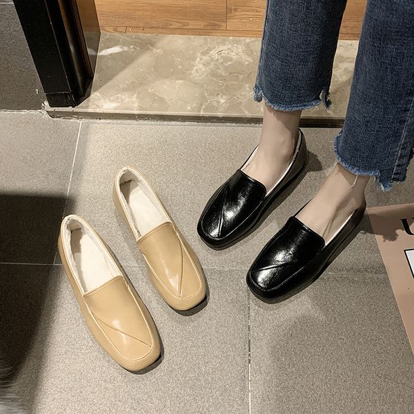 

british style korean shoes oxfords women's female footwear casual sneaker autumn square toe shallow mouth low heels preppy 2019, Black